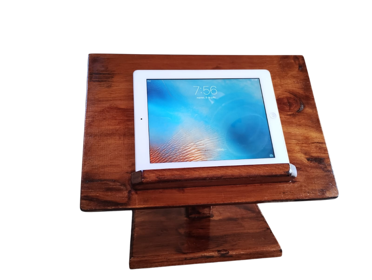 2 unidades Pedestal Atril Madera Para Libro Lectura Nogal Vitrificado-2