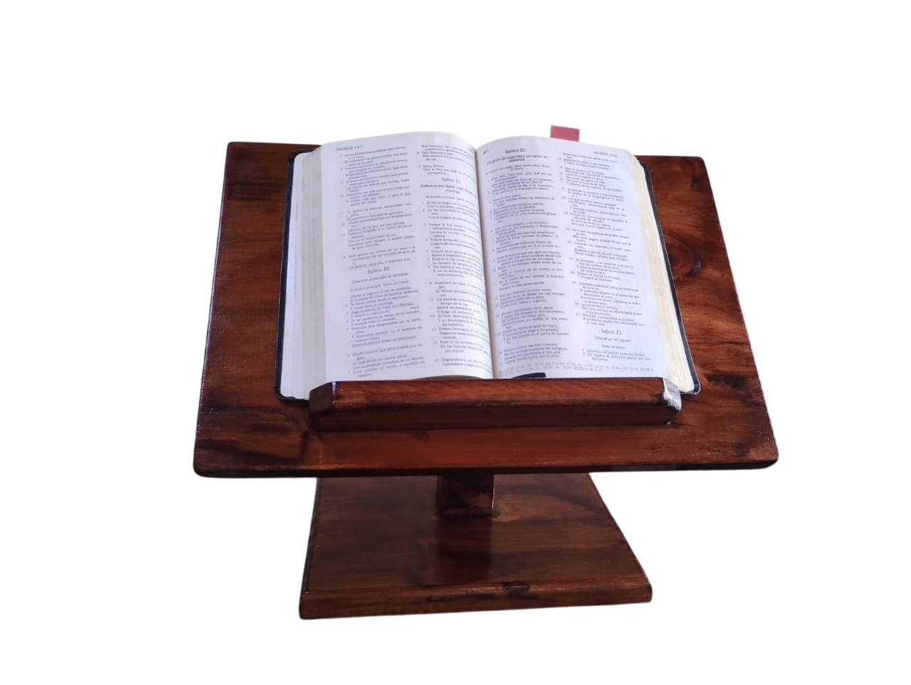 2 unidades Pedestal Atril Madera Para Libro Lectura Nogal Vitrificado-5