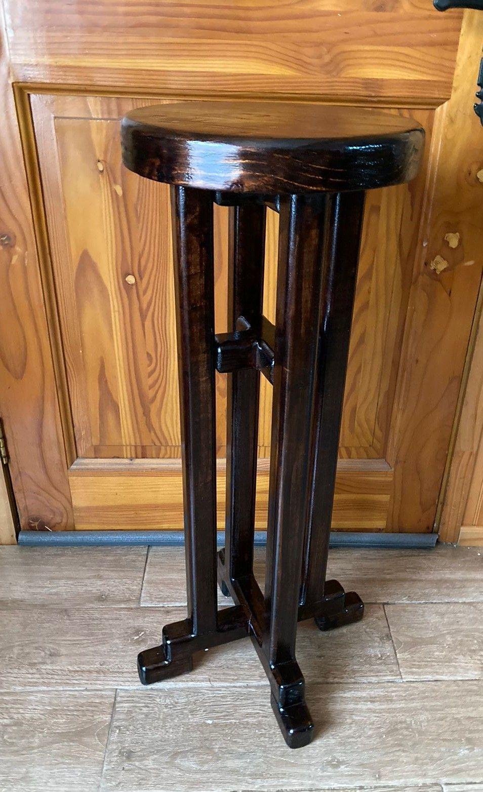 4 Pisos Taburetes Madera Banco Para Bar Color Nogal Oscuro Laqueado Nogal Oscuro-2