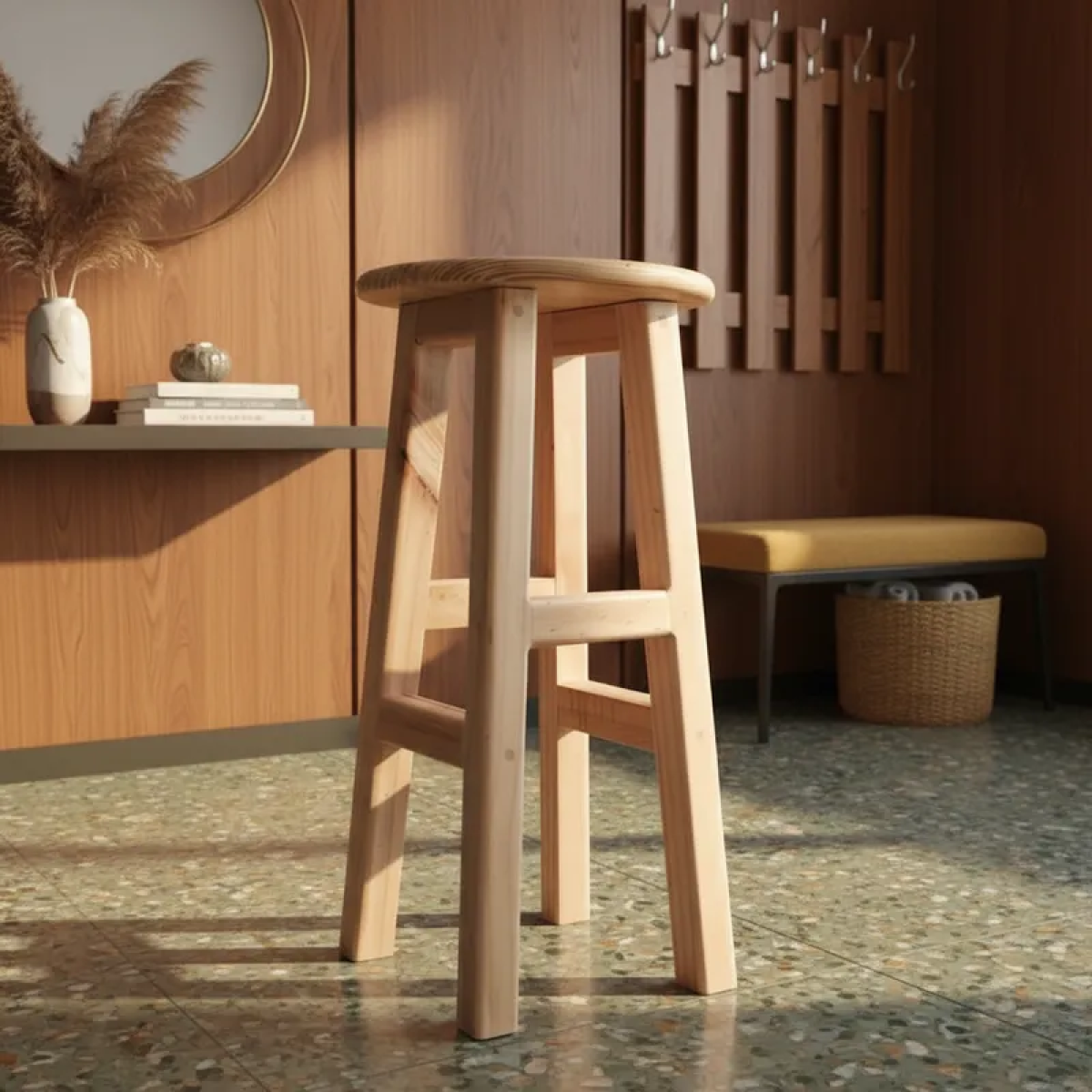 4 Unidades Pisos Taburetes Madera Para Bar -2