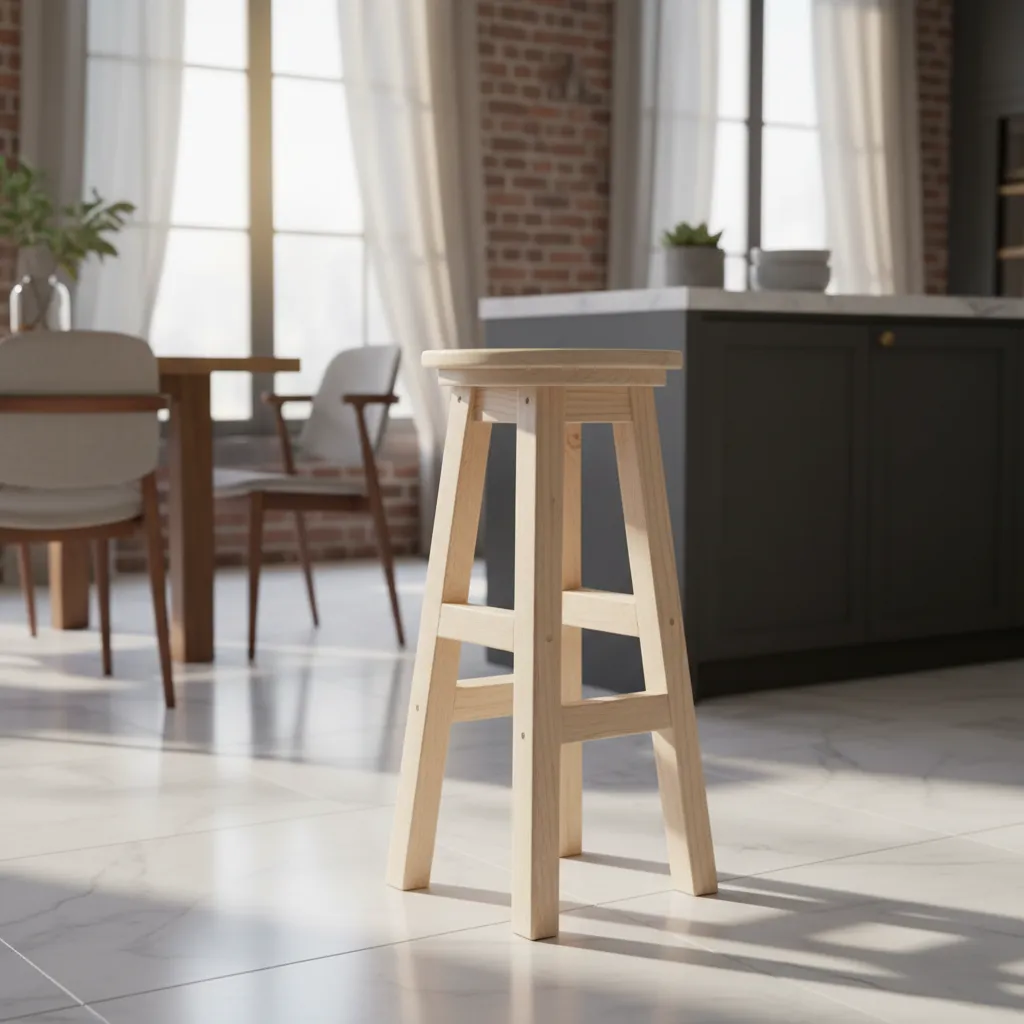 4 Unidades Pisos Taburetes Madera Para Bar Modelo Nehuen de Andres Maderas-2