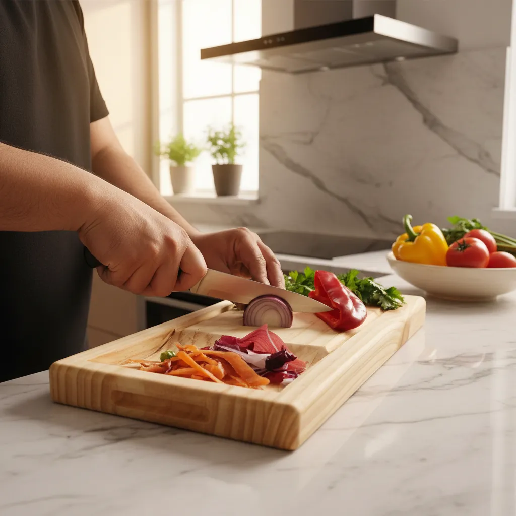 Tabla Madera Para Picar Multiusos Con Recipiente 10 Natural-2