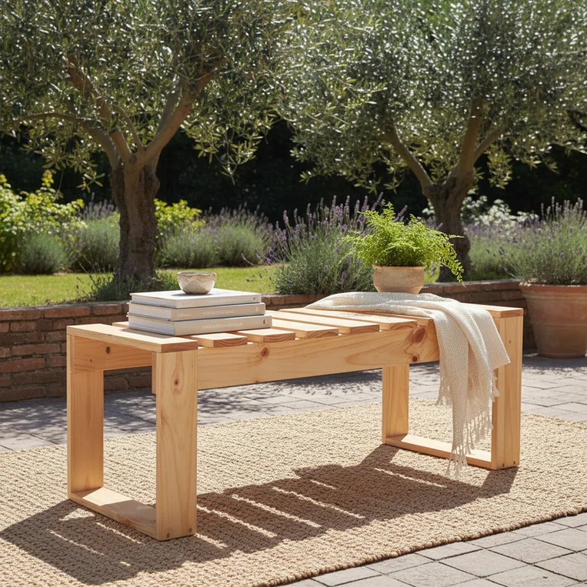 4 Unidades Banca De Madera Terraza, Patio, Cocina modelo Lelfun Kiñe-3