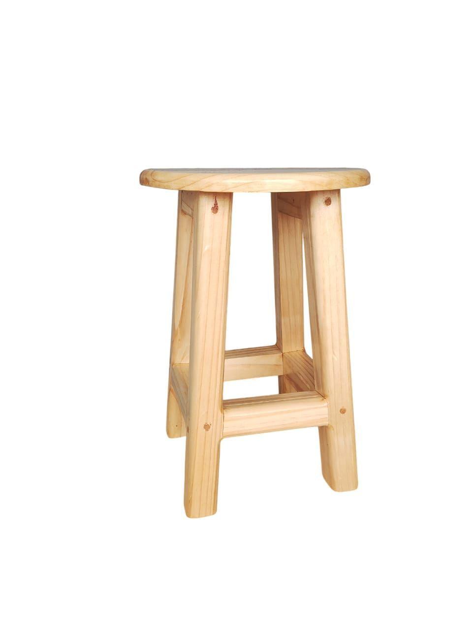 4 Unidades Taburete Piso Madera De 45 Cm Barniz Natural-1