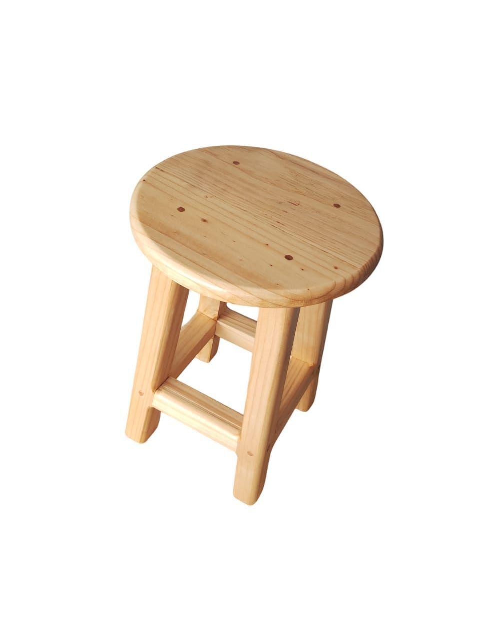 4 Unidades Taburete Piso Madera De 45 Cm Barniz Natural-3