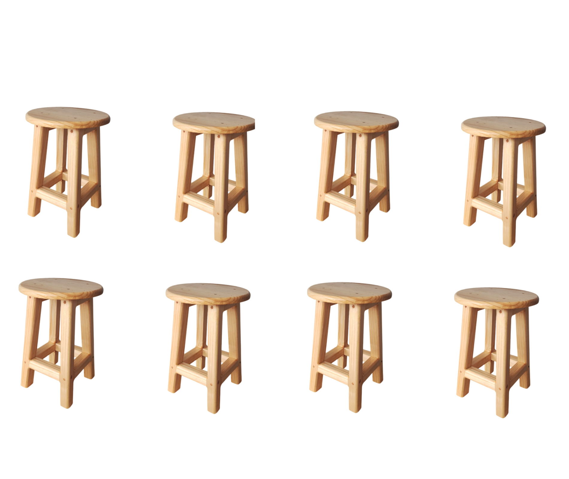 8 Unidades Taburete Piso Madera De 45 Cm Sellado Natural-0
