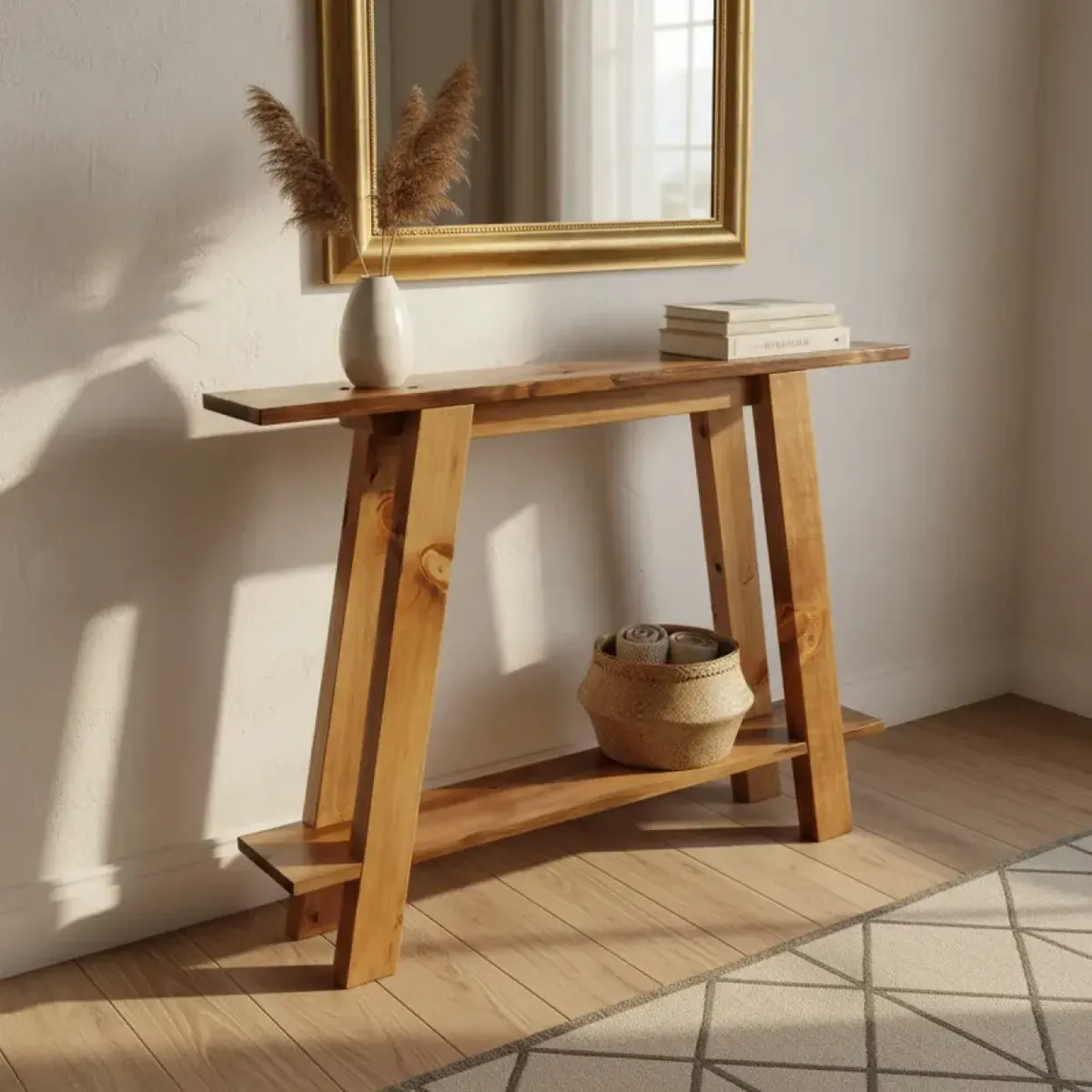 Arrimo R stico Madera De lamo Para Recibidor O Sala-4