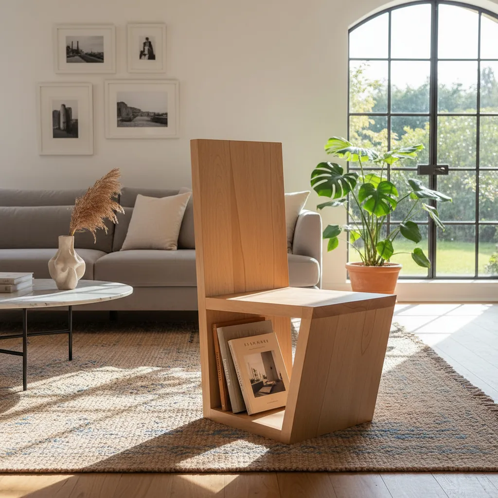 Taburete De Lectura Altura 45 Cm Vitrificado Vitrificado Natural-0