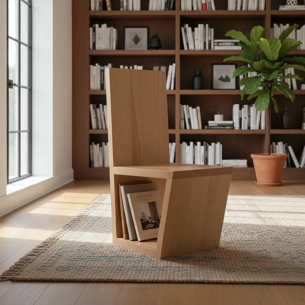 Taburete De Lectura Altura 45 Cm Vitrificado Vitrificado Natural-1