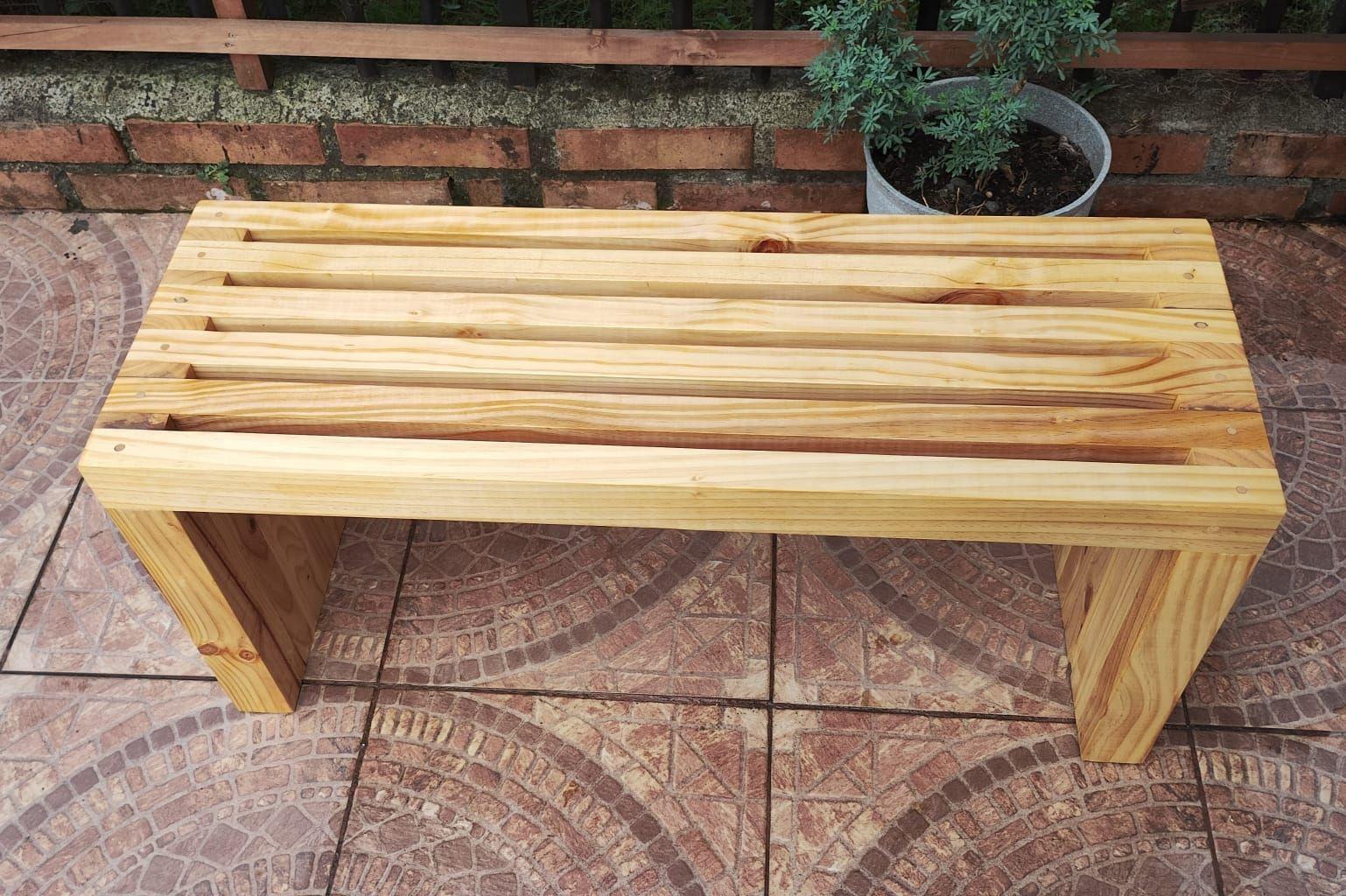4 Unidades Banca De Madera 100 Cm De Largo-4