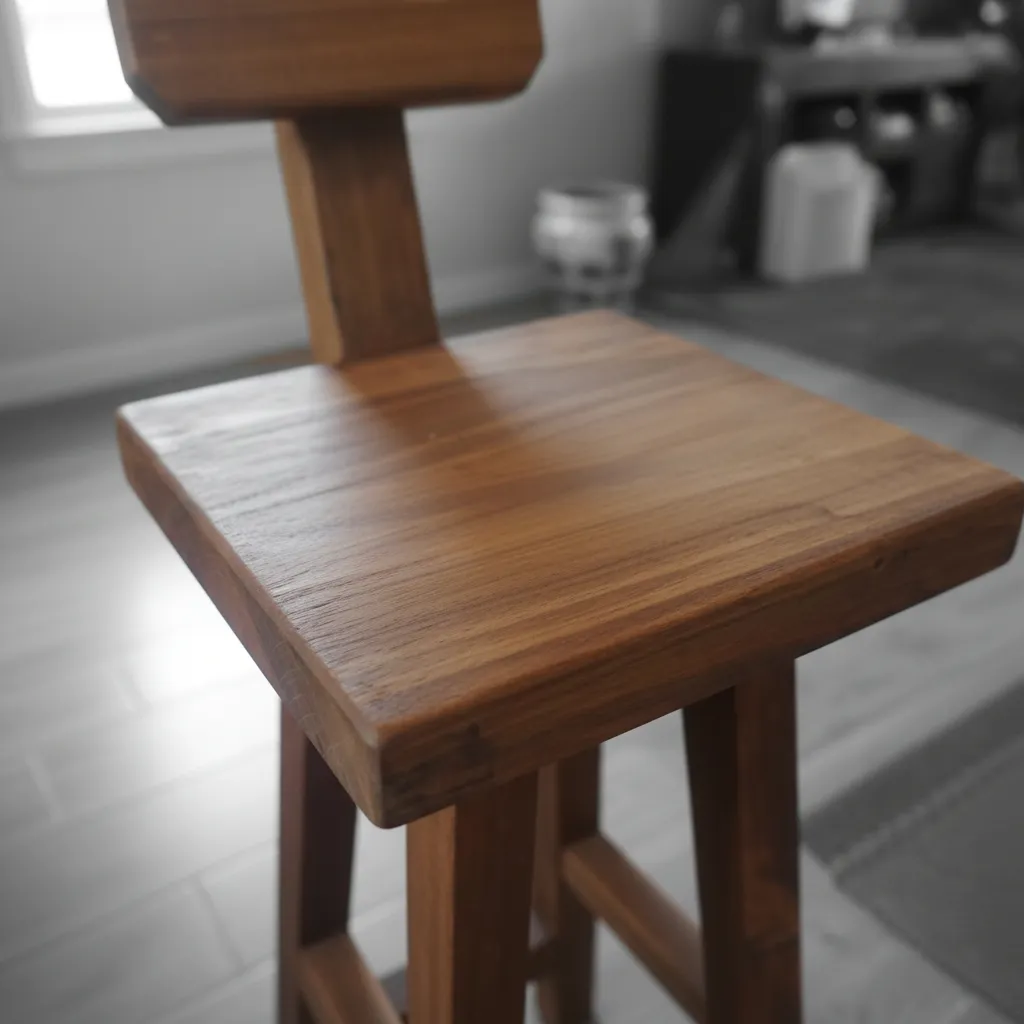 Taburete Madera Bar Cocina Impermeable Nogal Modelo Mapu-2