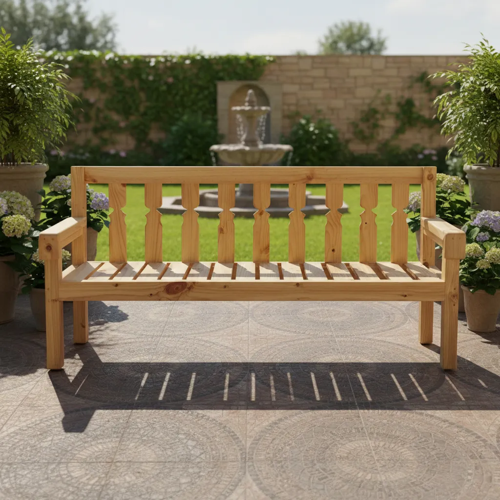 Sillón Banco Madera Estilo Campestre Grande-3