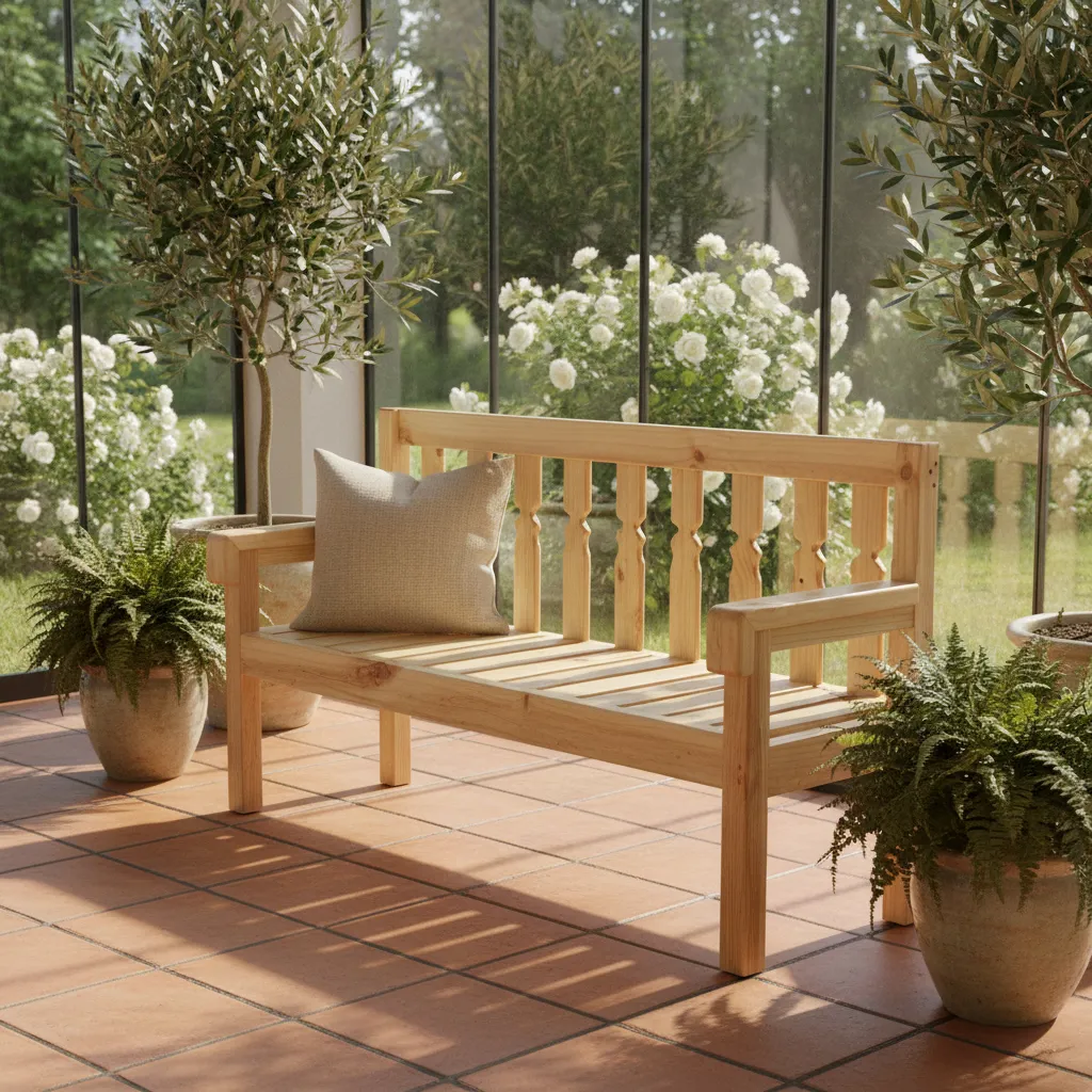 Sillón Banco Madera Estilo Campestre Grande-2