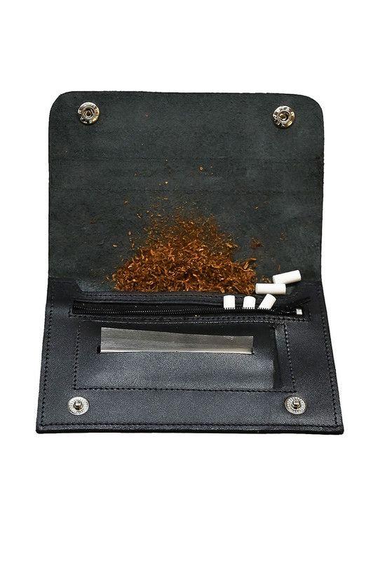 Tabaquera negro- burdeo 100% cuero natural Craftmen-3