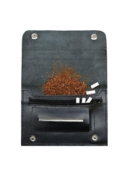 Tabaquera negro- burdeo 100% cuero natural Craftmen-4