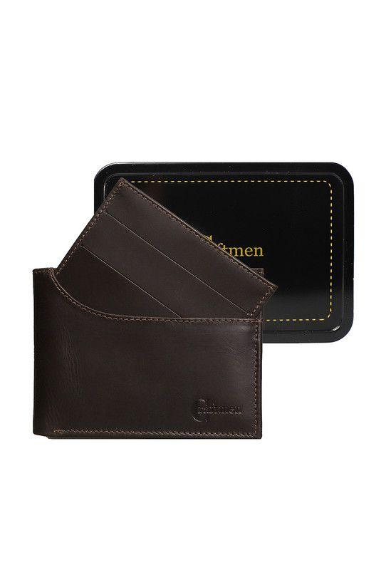 Billetera con tarjetero 100% cuero natural café Cox  Craftmen-5