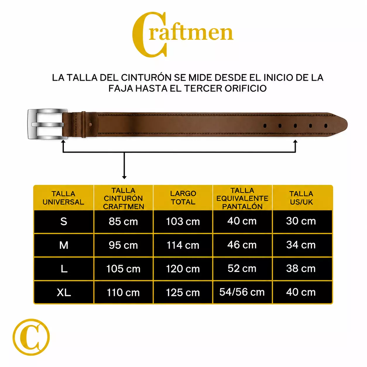Cinturón Cuero Craftmen PREMIUM Ciro Hebilla Ajustable-8