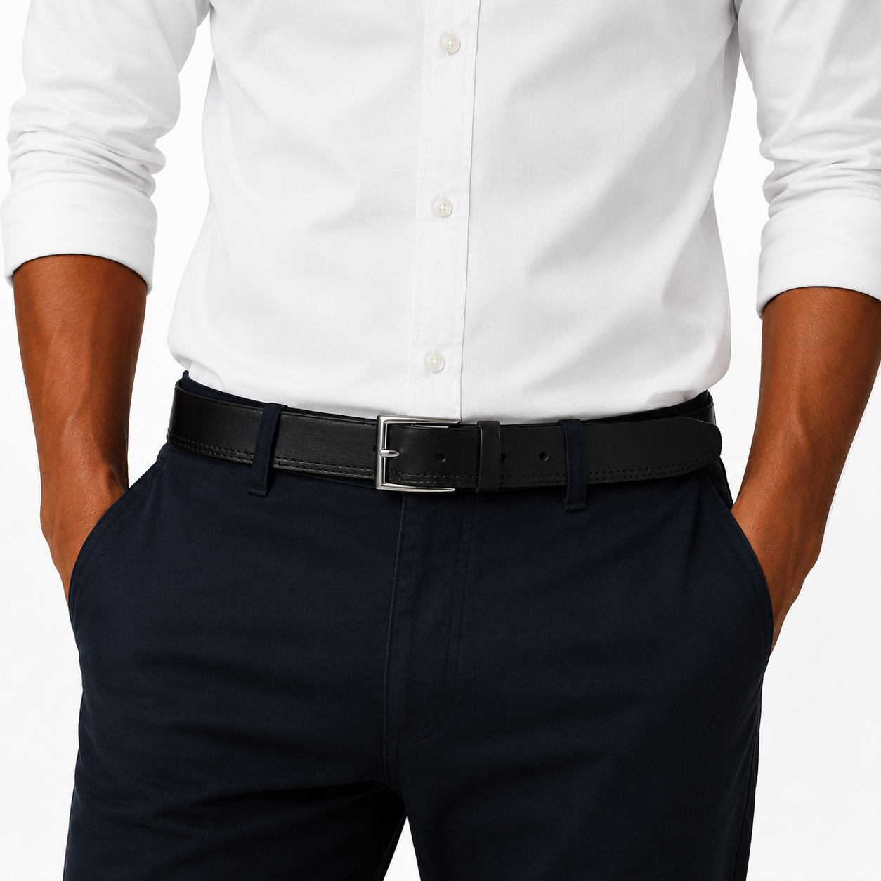 Cinturon Hombre 100% cuero natural negro MCC18-N  Craftmen-3