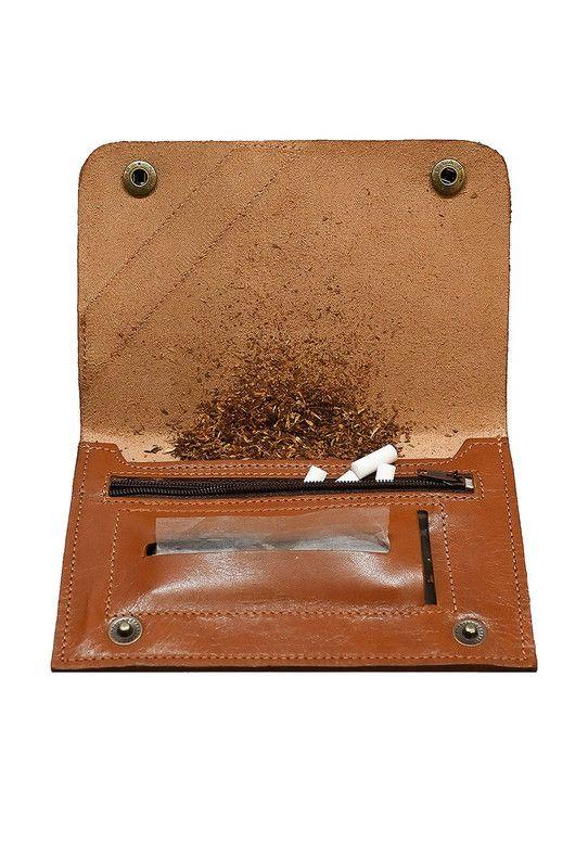 Tabaquera café Leopardo 100% cuero natural Craftmen-2