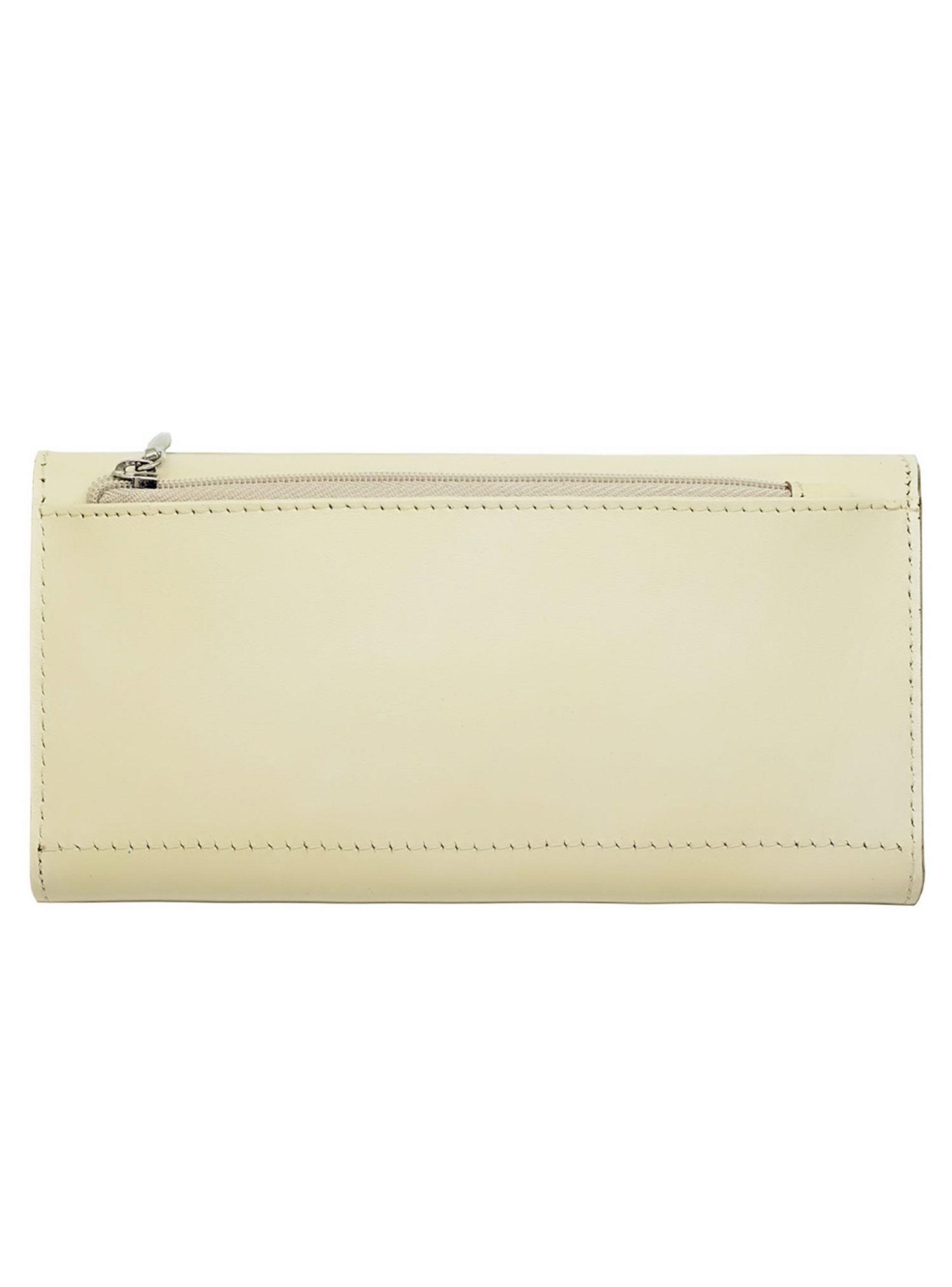 Billetera Mujer  100% Cuero Natural  Color Crema.-1