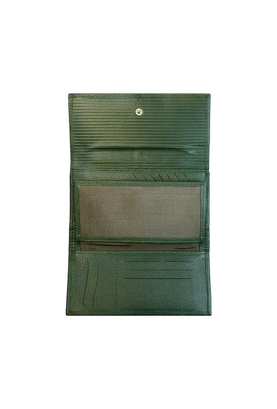 Billetera  mujer 100% cuero genuino  verde musgo Madison Nicoletta-3
