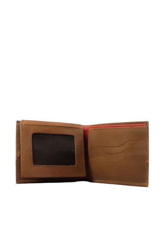 Billetera 100% cuero natural  café rojo  Bolton Craftmen -2