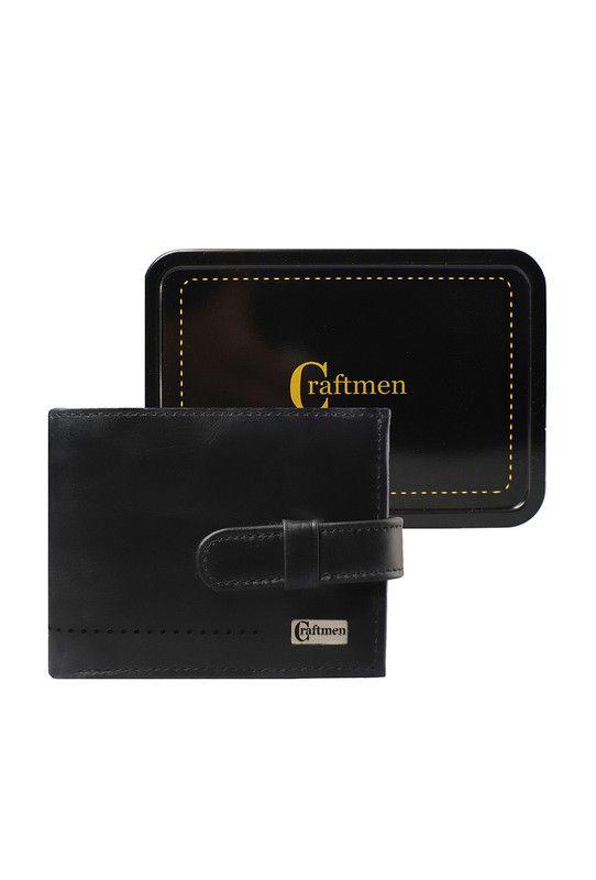 Billetera con Lengüeta 100% cuero natural negro Craftmen -3