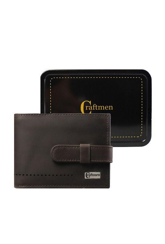 Billetera con Lengüeta 100% cuero  natural café Craftmen -3
