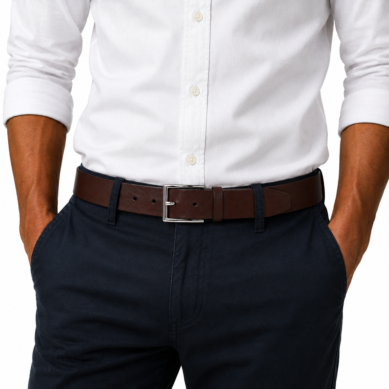 Cinturon Hombre 100% cuero natural cafe Turner Craftmen-3