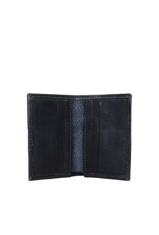 Tarjetero  100% cuero genuino negro azul  Craftmen-2