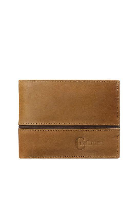 Billetera 100% cuero natural beige cafe Bolton Craftmen -0