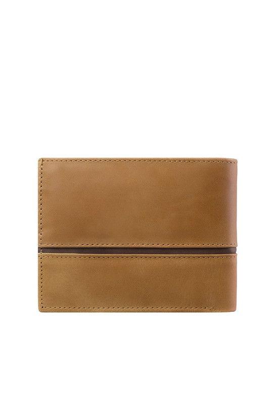 Billetera 100% cuero natural beige cafe Bolton Craftmen -1