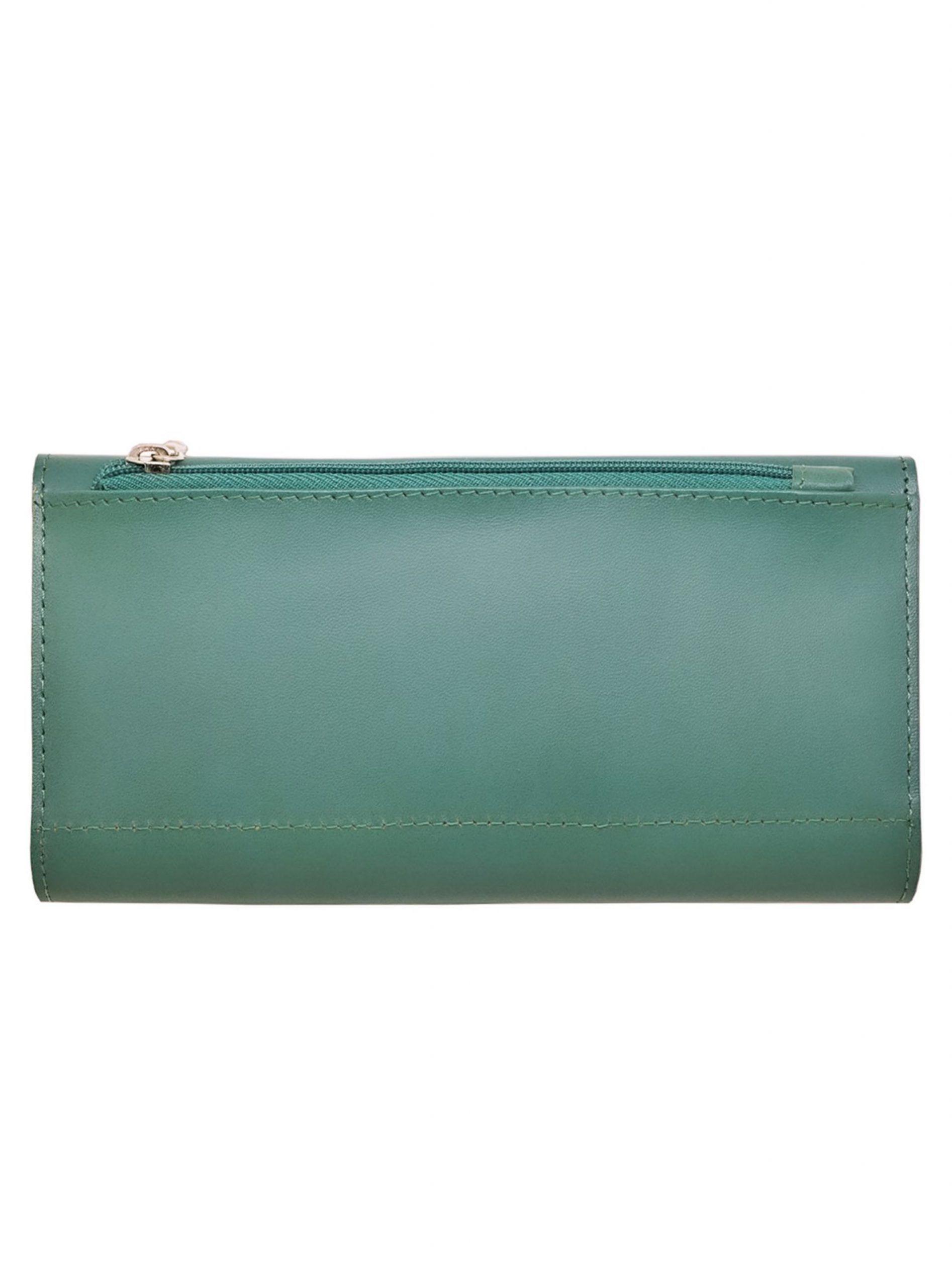 Billetera 100% Cuero Genuino, Color Turquesa.-1