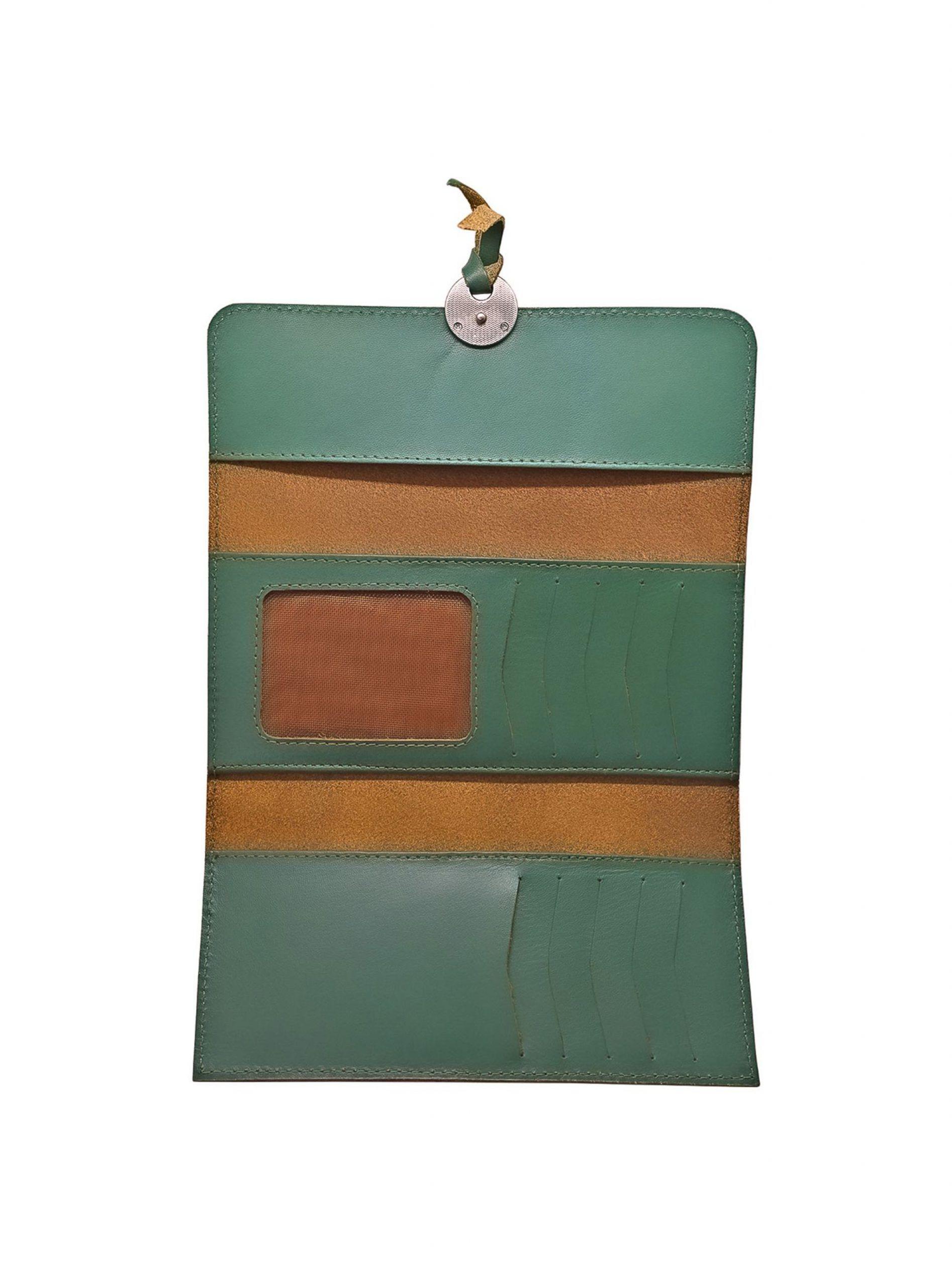 Billetera 100% Cuero Genuino, Color Turquesa.-2