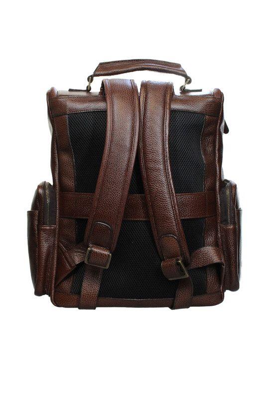 Mochila notebook  brandy 16"  100% cuero natural  café  Craftmen -2