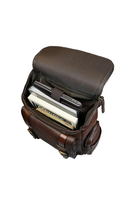 Mochila notebook  brandy 16"  100% cuero natural  café  Craftmen -3