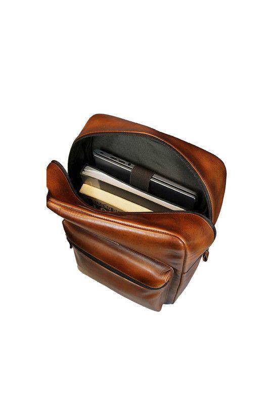 Mochila notebook  brandy 16"  100% cuero natural  Glasgow Craftmen -4