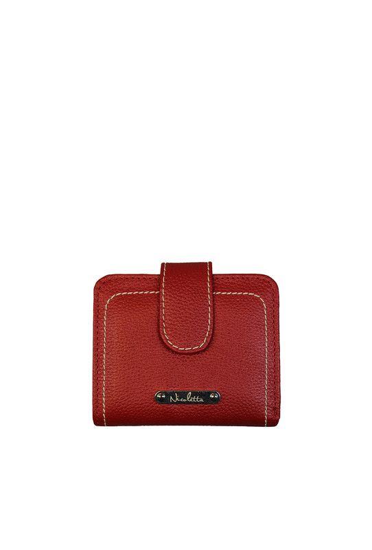 Billetera  mujer 100% cuero genuino rojo  Quinn  Nicoletta-0