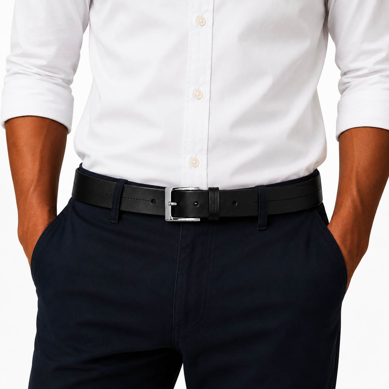 Cinturon Hombre 100% cuero natural negro Davies Craftmen-3