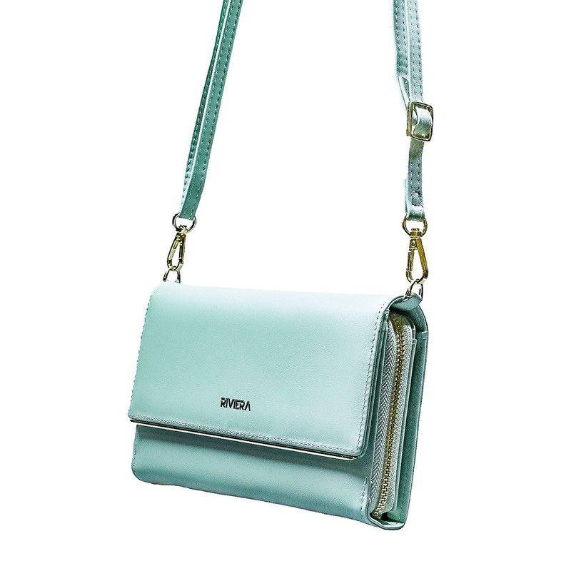 Cartera   Clutch Riviera  Verde Menta, Ecocuero-3