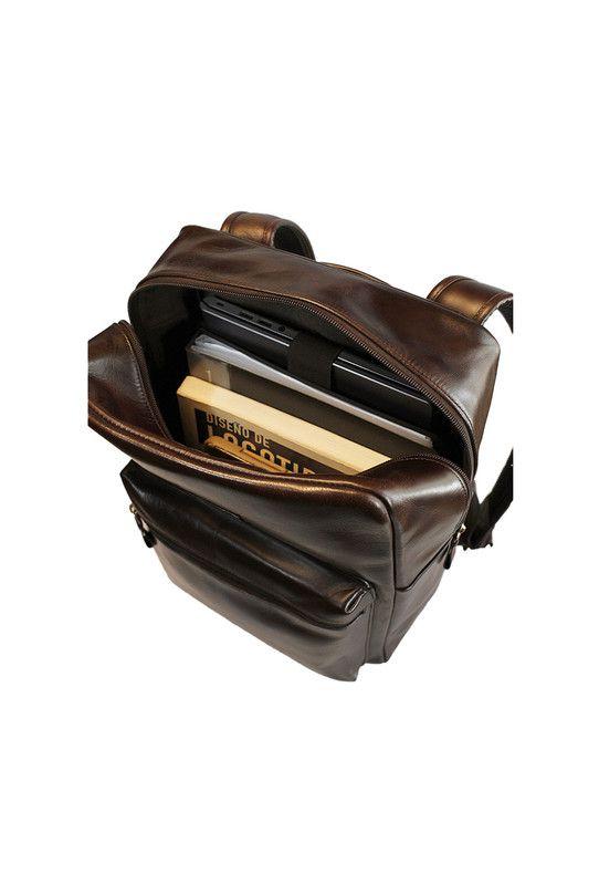 Mochila notebook  café  16"  100% cuero natural  Glasgow Craftmen -4