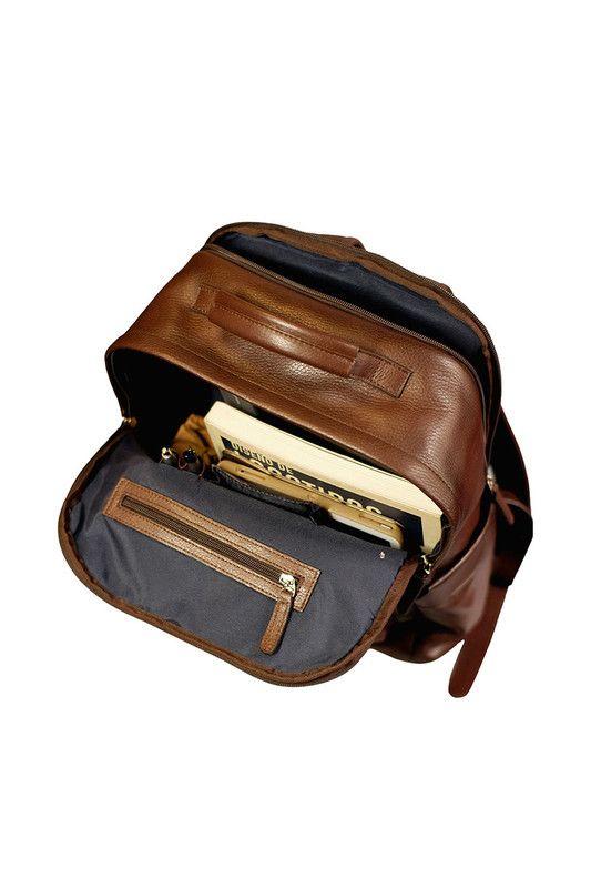 Mochila Notebook 15"  100% cuero natural coñac Gregory  Craftmen -4