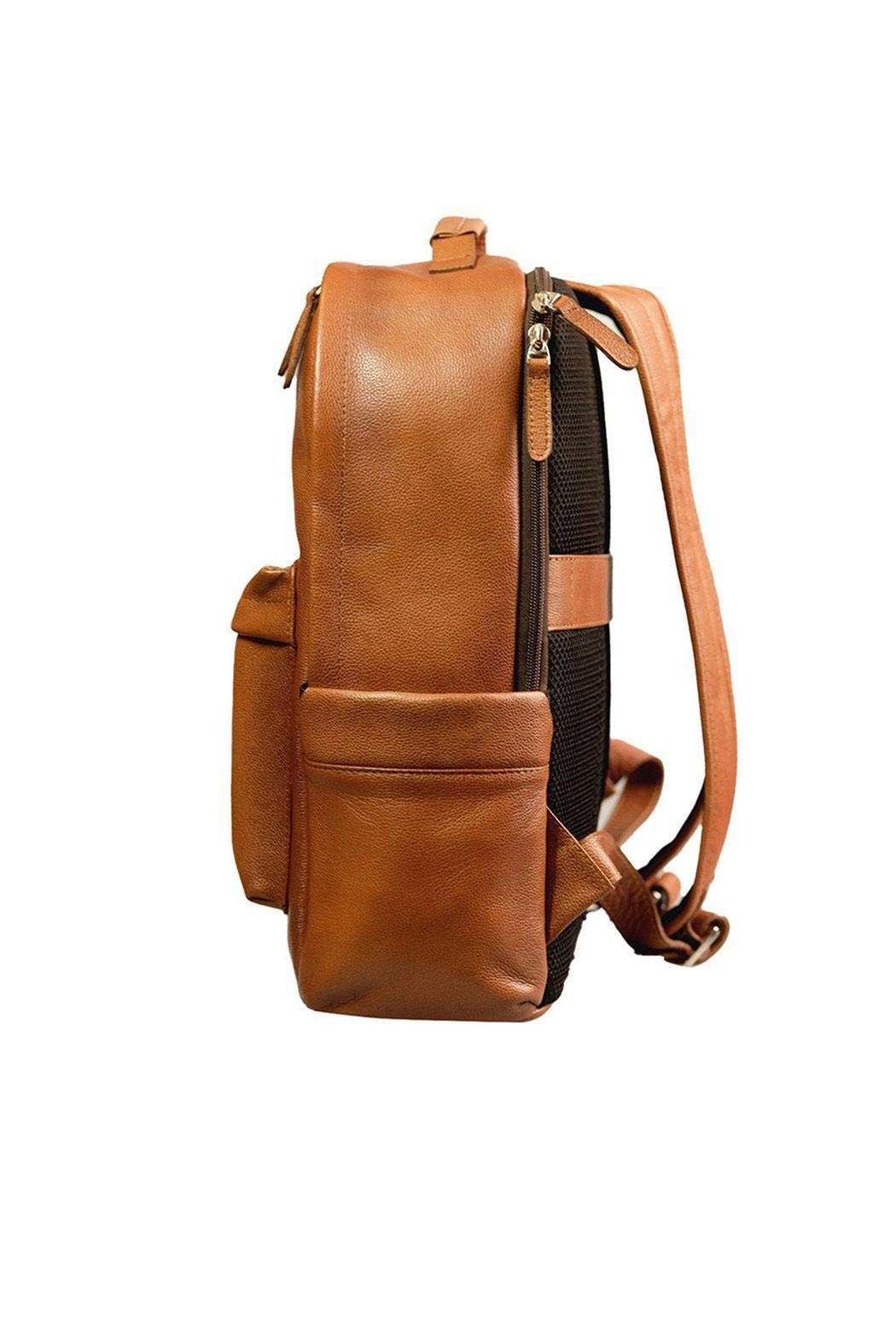 Mochila 100% Cuero Natural Genuino, Color Brandy.-3