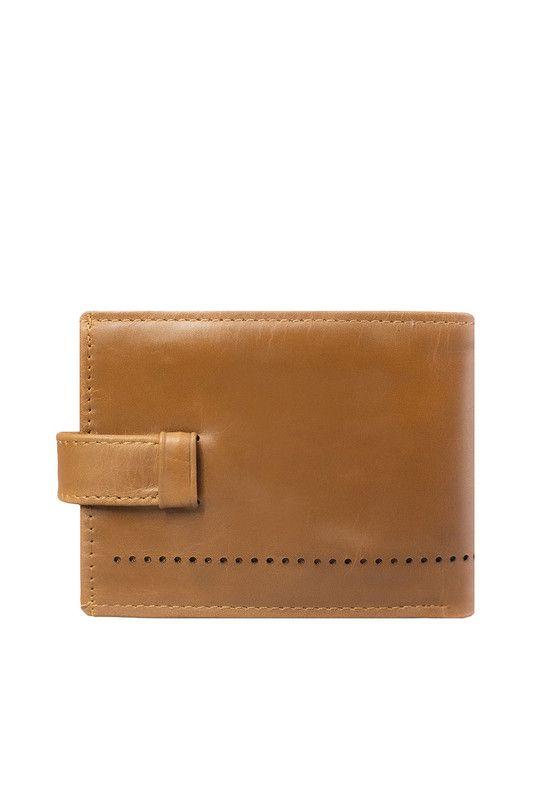 Billetera con Lengüeta 100% cuero natural café claro Craftmen -2