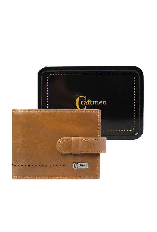 Billetera con Lengüeta 100% cuero natural café claro Craftmen -3