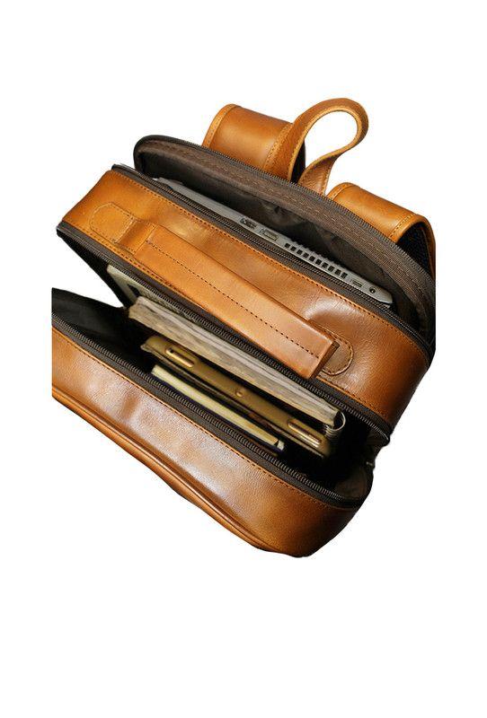 Mochila Notebook 15"  100% cuero natural brandy Westminster Craftmen -3