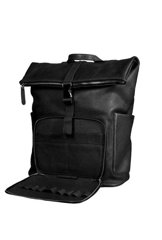 Mochila Notebook 16"  100% cuero natural negro  Belfast  Craftmen -3