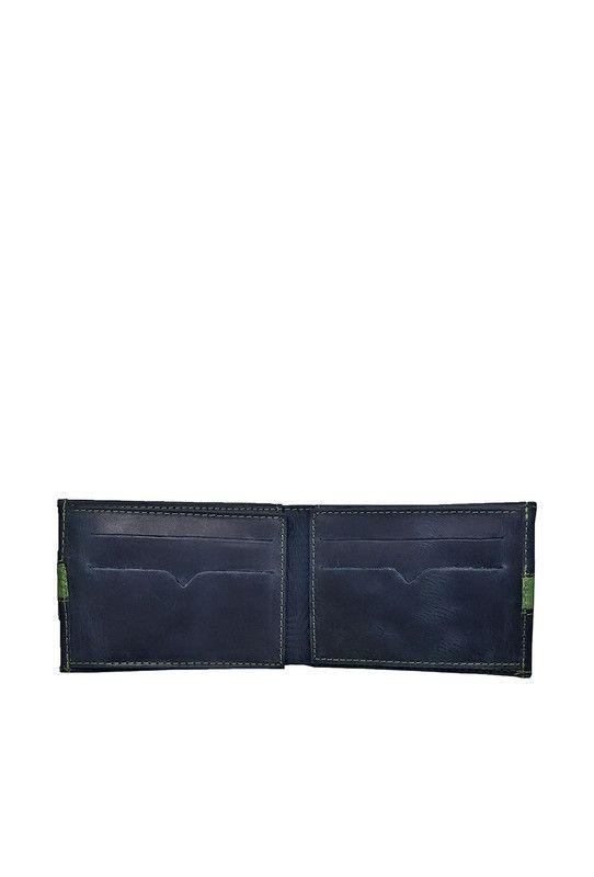 Pack Hombre  Billetera-Llavero, 100% Cuero Negro-Verde.-3
