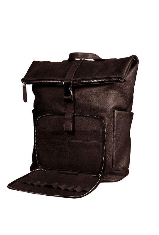 Mochila Notebook 16"  100% cuero natural cafe  Belfast  Craftmen -3