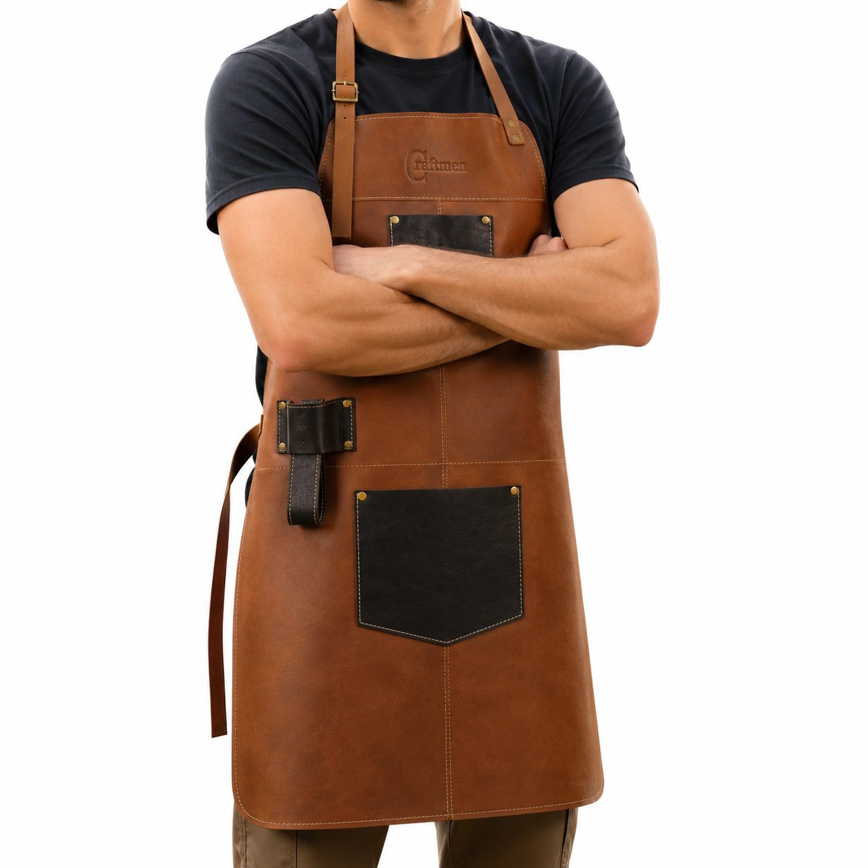 Pechera 100% cuero natural café claro Craftmen-0